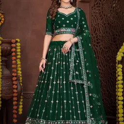 KALINI Embroidered Sequinned Semi-Stitched Lehenga & Unstitched Blouse With Dupatta-13
