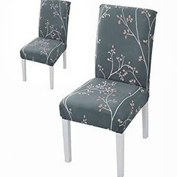 HOUSE OF QUIRK Set Of 2 Grey Printed Stretchable Washable Short Dining Chair Covers-image-17