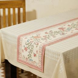 Fabindia Sienna Pink & Blue Floral Printed Cotton Runner-picture-41