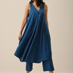 Aaysa Kurti V Neck Pure Cotton Tunic With Trousers Co-Ords-image-7