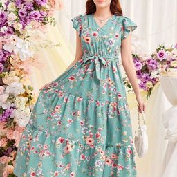 Billion Girls Floral Printed Fit & Flare Maxi Dress-19