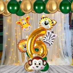 Solid Jungle Safari Theme 6th Birthday Decoration Wild Animal Foil Balloon Balloon-image-44