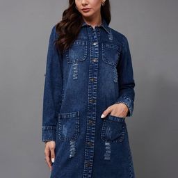 Miss Chase Women Longline Denim Jacket-46