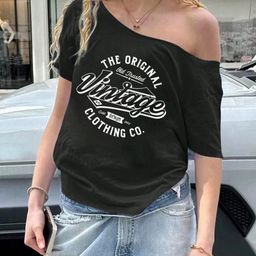 SXV STYLE Women Typography Printed Boat Neck Cotton Oversized T-shirt-image-97