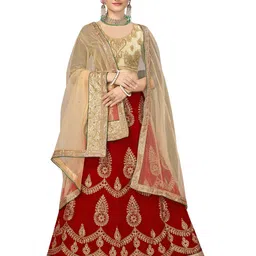 Maroosh Embellished Thread Work Unstitched Lehenga & Blouse With Dupatta-picture-13
