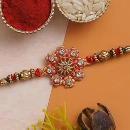 Nutts Designer Rakhi With Pooja Plate Roli Chawal & Rakhi Gifts Set-image-85