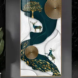 THE NEXT DECOR Deer and Tree Glass Finish Vertical Wall Art-image-80