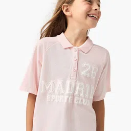 Juniors by Babyshop Girls Typography Printed Polo Collar Cotton T-shirt-picture-18