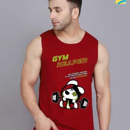 SLOWLORIS Pack Of 2 Typography Printed Scoop Neck Gym Vests-picture-4