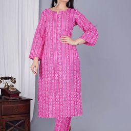 MANOJAVA Women Bandhani Printed Regular Kurta with Trousers-56