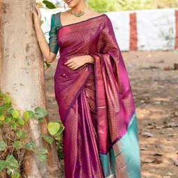 Sita Purple Silk Blend Woven Design Sarees-picture-37