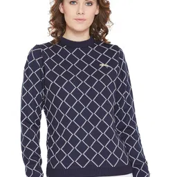 JUMP USA Women Round Neck Checked Pullover-picture-13