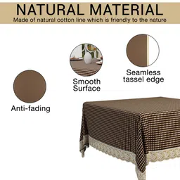 Kuber Industries Brown & Beige Geometric Printed Waterproof Square 4-Seater Table Cover image 2
