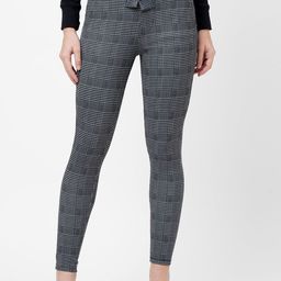 Kraus Jeans Women Checked Skinny Fit High-Rise Peg Trousers With Belt-image-26