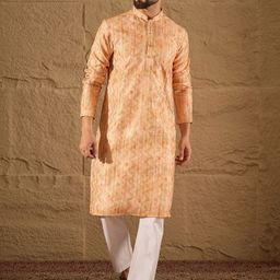 House of Pataudi Ethnic Motifs Embroidered Mandarin Collar Straight Kurta-picture-55
