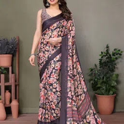 ROOP SUNDARI SAREES Floral Printed Zari Pure Silk Saree-picture-53