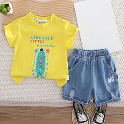 INCLUD Boys Graphic Printed Round Neck T-Shirt With Shorts-20