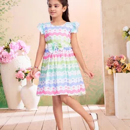 BAESD Girls Candy Stripes Flutter Sleeve Fit & Flare Dress-picture-23