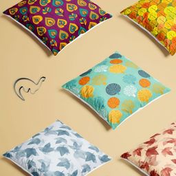 ArtzFolio Multicoloured Set of 5 Velvet Square Cushion Covers-image-68