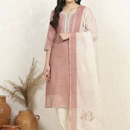 Biba Ethnic Motifs Embroidered Sequinned Pure Cotton Unstitched Dress Material-0