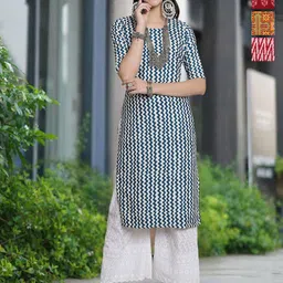 Moda Rapido Selection Of 4 Chevron Printed Round Neck Straight Kurta-image-99