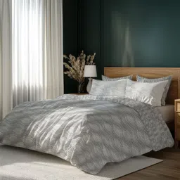LANE LINEN Grey & White 400 TC King Bedsheet with 4 Pillow Covers-picture-28