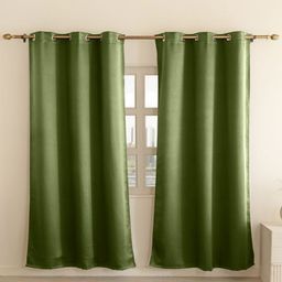 THE LINEN COMPANY Green Set of 2 Black Out Door Curtain-image-74