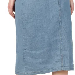 Women Solid Straight Light Blue Skirt-image-22