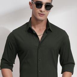 HIGHLANDER Men Comfort Fit Textured Spread Collar Cotton Casual Shirt-picture-31