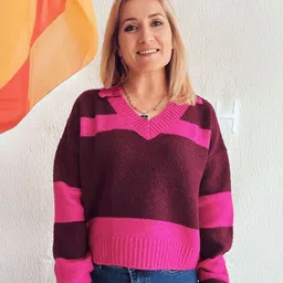 StyleCast Women Colourblocked V-Neck Pullover-picture-5