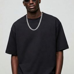 SMAN Men Solid Drop-Shoulder Sleeves Oversized Round Neck Cotton T-shirt-image-64