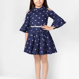 Naughty Ninos Girls Printed Bell Sleeves Fit & Flare Dress-picture-7