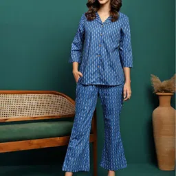 BANDIA Ikkat Printed Pure Cotton Shirt With Trouser Co-Ords-picture-56