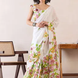 Saree mall Floral Designer Block Print Sarees-image-4