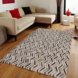 dazzhome Grey Hair On Leather Chevron Hand Woven 4X6ft Carpet-picture-41