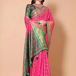 jayant creation Pink Silk Blend Patola Sarees-picture-19