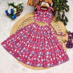 BAESD Girls Printed Mukaish Foil Print Ready to Wear Lehenga & Blouse With Dupatta-picture-16