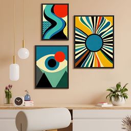 999Store Blue & Yellow 3 Piece Paper Other Wall Paintings-image-60