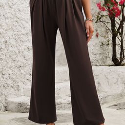 Outzidr Women Flared Pleated Trousers-image-58