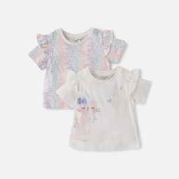 Juniors by Babyshop Girls Pack Of 2 Printed Pure Cotton Top-image-82