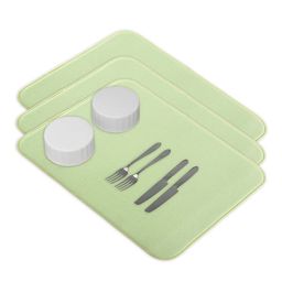Kuber Industries 3-Pcs Green Non Slip Dish Drying Mats-99