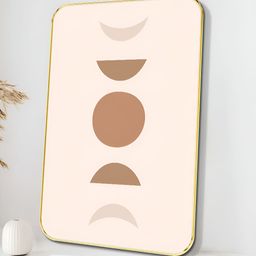 SAF Off White & Peach-Coloured Astract Printed Wooden Wall Art-27