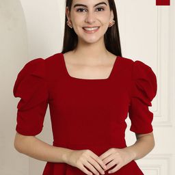 Tromko Women Pack of 2 Puff Sleeve Peplum Top-image-31