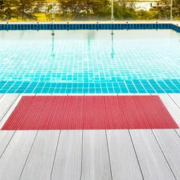 Kuber Industries Red Self Design 110 GSM Anti-Skid Bath Rug-62