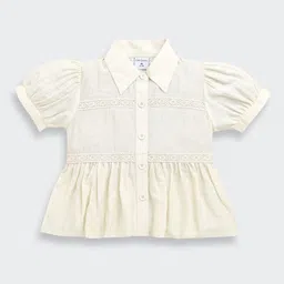 Tiny Girl Puff Sleeve Cotton Shirt Style Top-image-62
