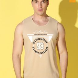 WOOSTRO Pack Of 2 Printed Pure Combed Cotton Gym VestsVWS26(98 RUST)(BKLN MUSTARD)-16