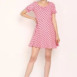 DODO & MOA Polka Dot Print Georgette Fit & Flare Dress-picture-29