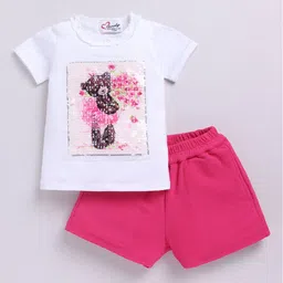 M'andy Girls Embellished Short Sleeves T-Shirt With Shorts-picture-57