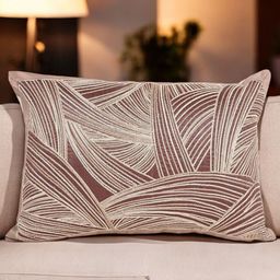 Khaabka Anvaaya Brown & White Abstract Embroidered Square Shaped Cushion Cover-image-38