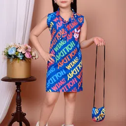 Zenat Girls Printed Halter Neck Bodycon Dress-image-72
